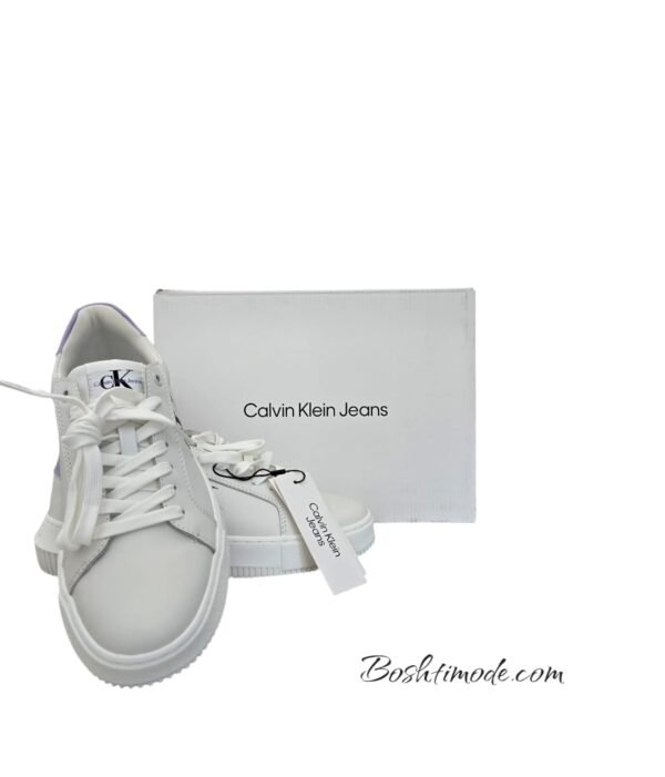 Calvin Klein Jeans - Baskets Femme Blanches - Aura Lavande Nacrée